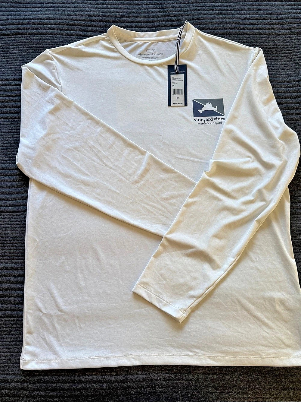 Vineyard Vines LS Mens Island Burgee Flag MV T-Shirt Long Sleeve White Medium